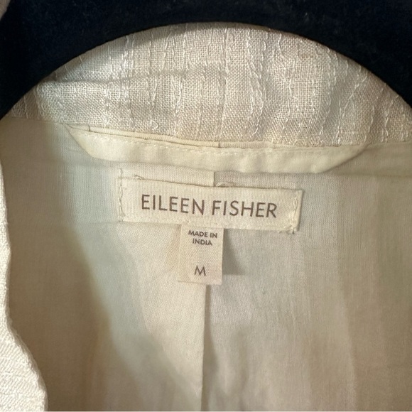 Eileen Fisher Women’s Long Sleeve 100% Linen High Collar Cream Jacket Sz M GUC - Picture 3 of 9